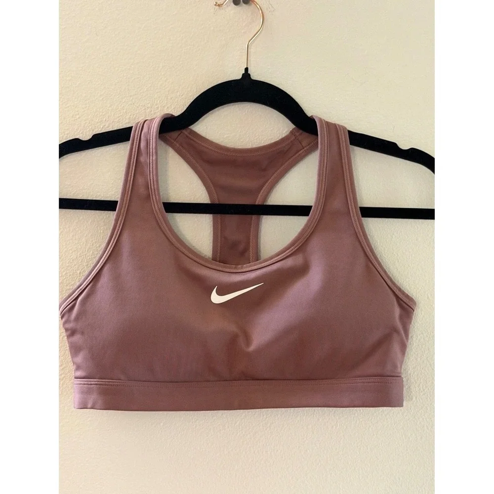 Nike Swoosh Dri-FIT Sports Bra / Mauve Pink Racerback Medium Support Sz‎ Small